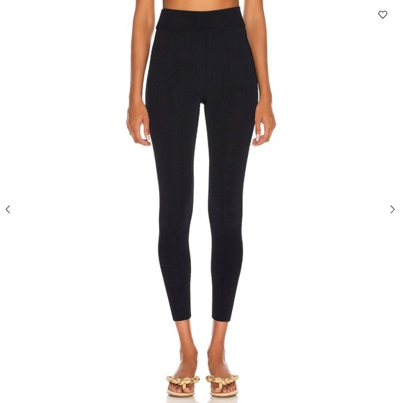 NEW size L Victoria Beckham Ribbed Leggings NAVY BLUE Color - Picture 2 of 16